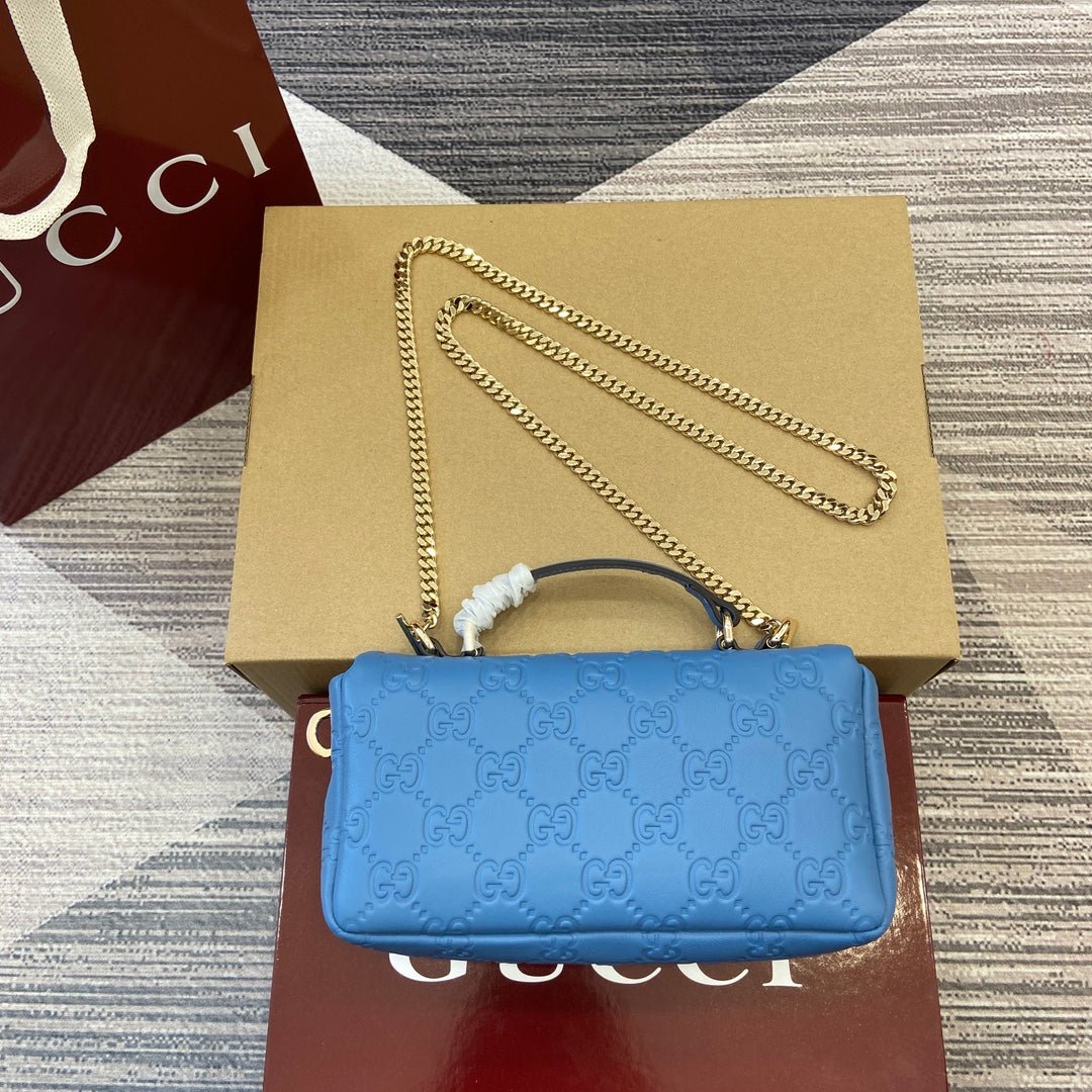 GG 21CM Milano Blue Shoulder Handbag 806017