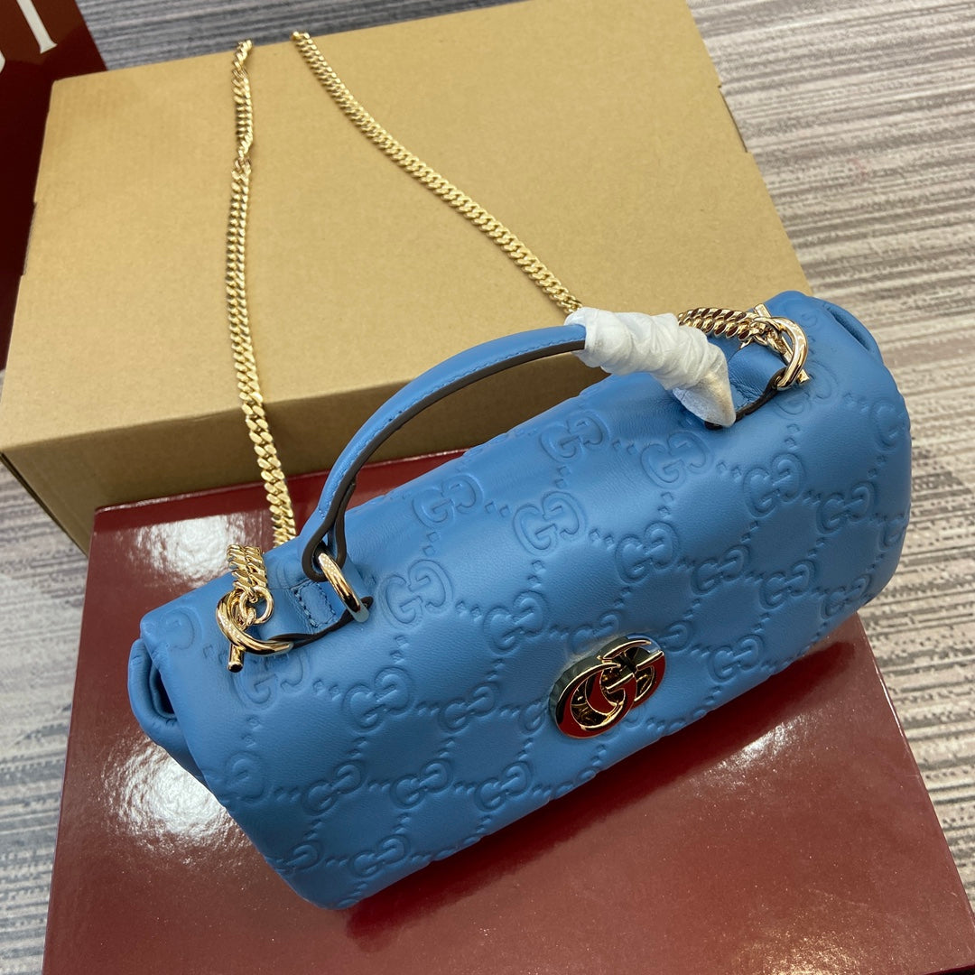 GG 21CM Milano Blue Shoulder Handbag 806017