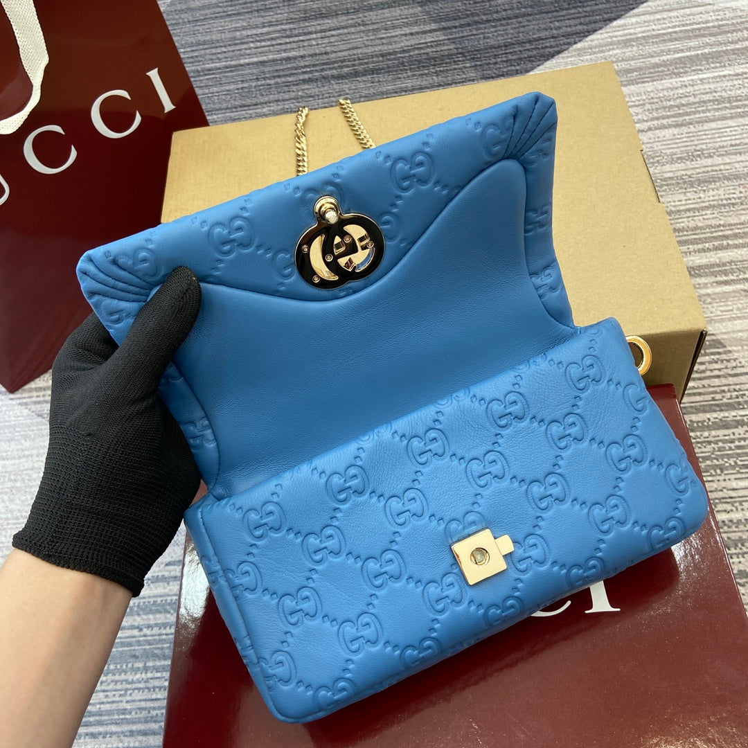 GG 21CM Milano Blue Shoulder Handbag 806017