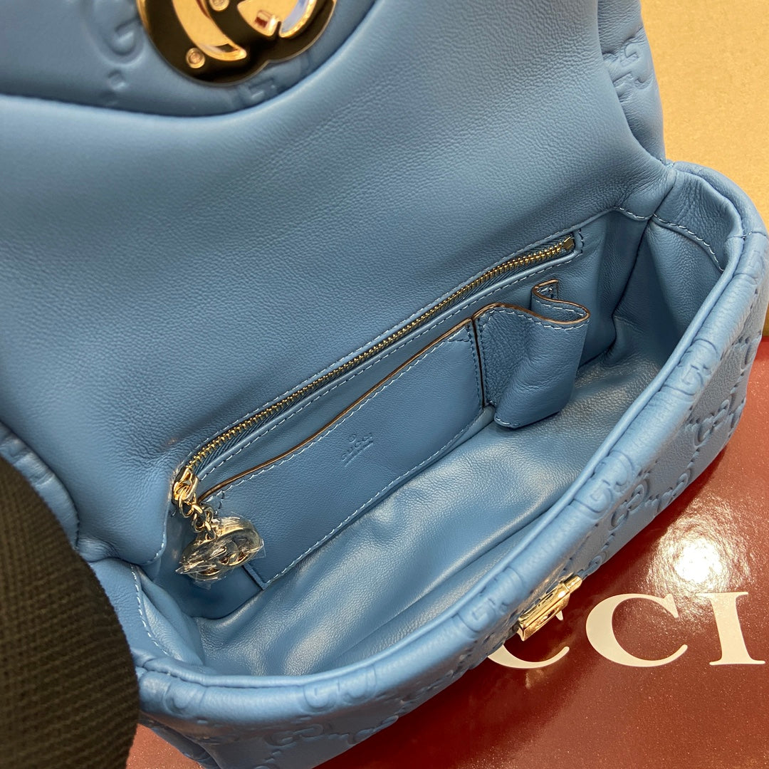 GG 21CM Milano Blue Shoulder Handbag 806017