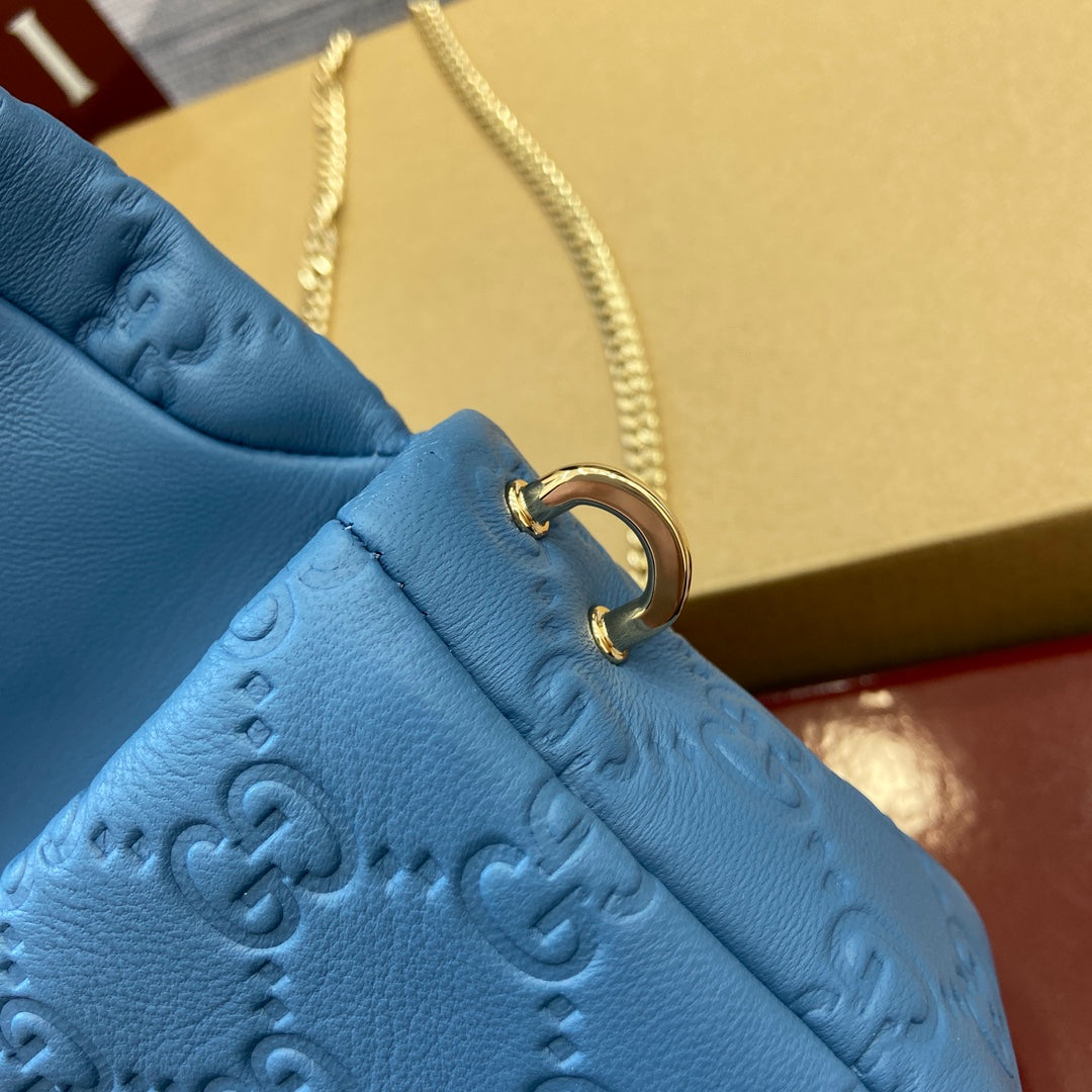 GG 21CM Milano Blue Shoulder Handbag 806017