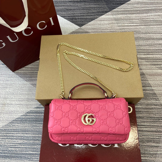 gg 21cm milano pink single shoulder handbag 806017