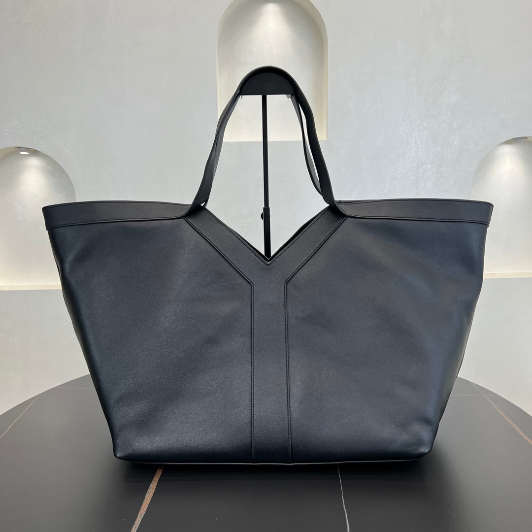 Y 37CM Cabas Blue Grain Leather Tote Bag 817602