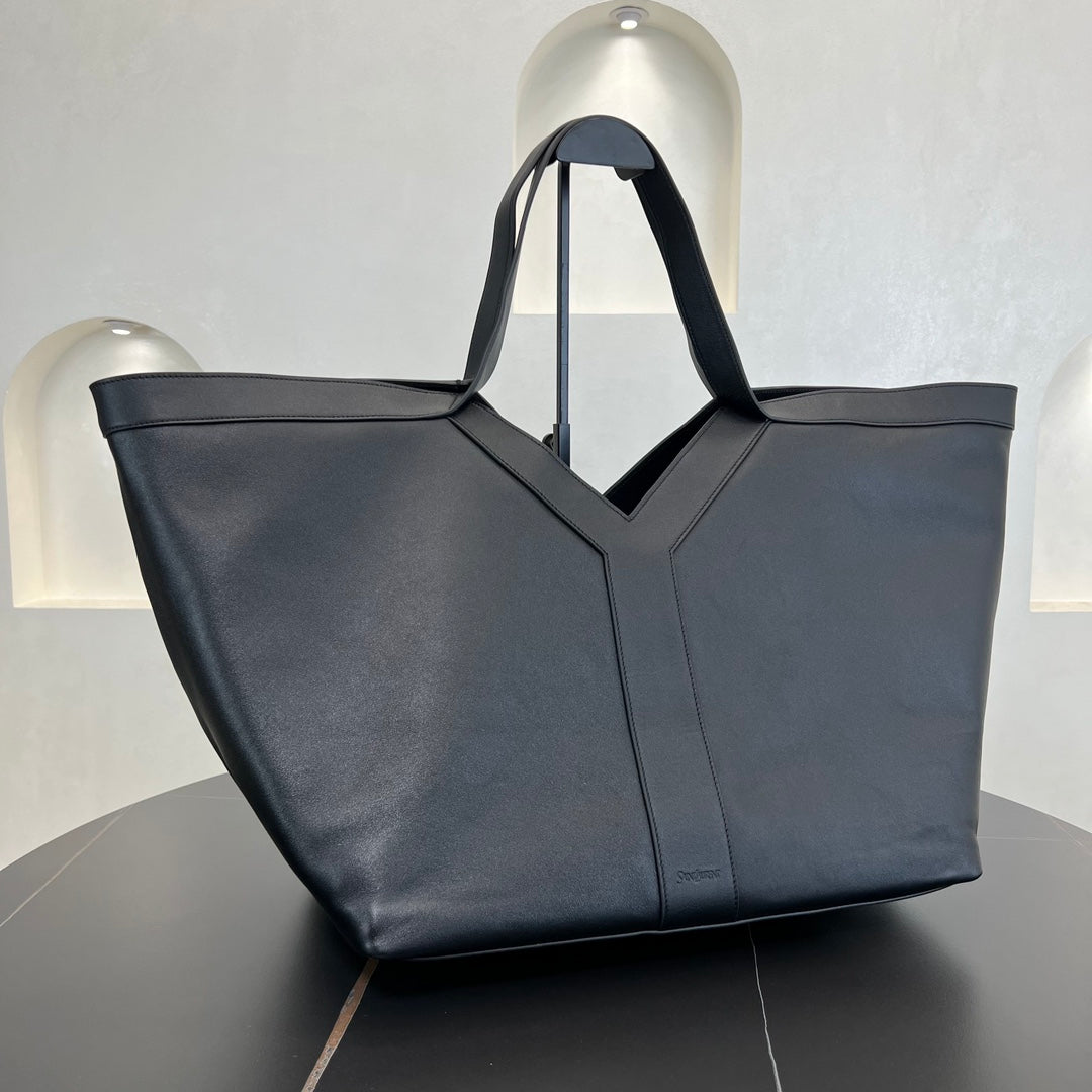 Y 37CM Cabas Blue Grain Leather Tote Bag 817602