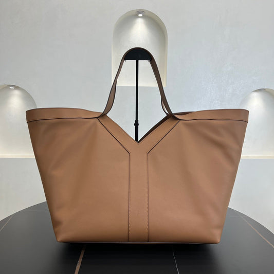 Y 37CM Cabas Brown Grain Leather Tote Bag 817602