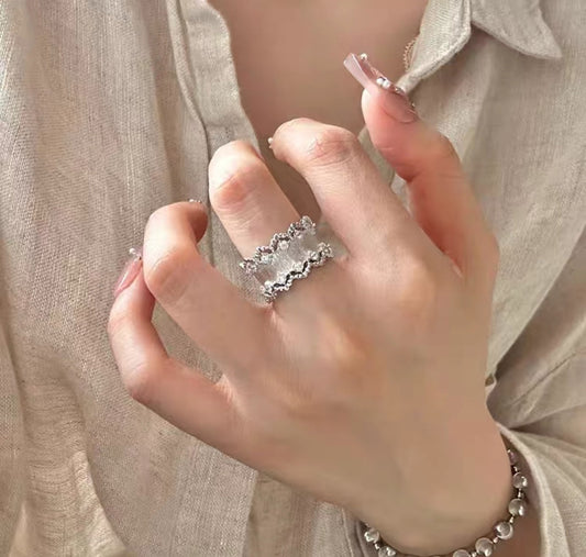 wave shaped antique style brushed ring jza215