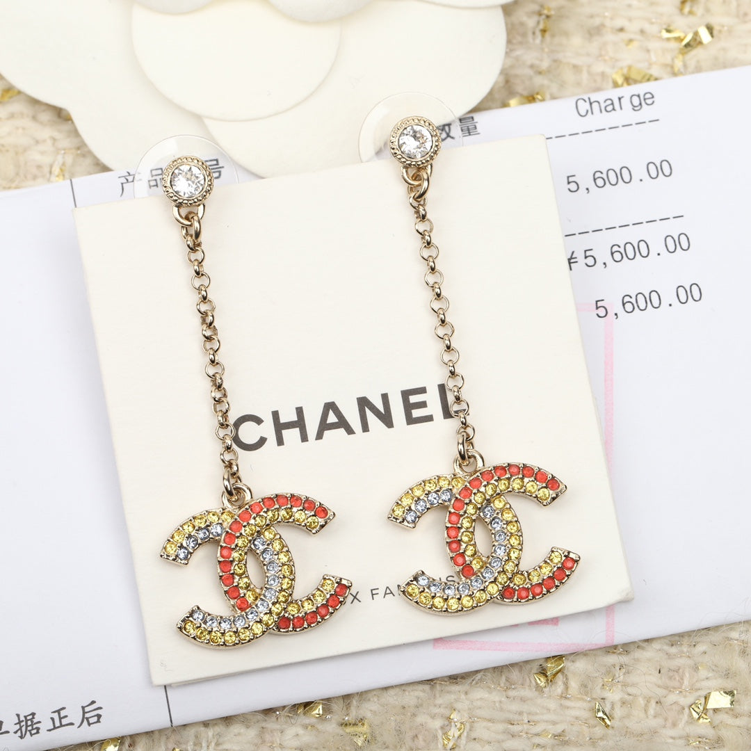 CHA Color Diamond Double C Earrings EHA764