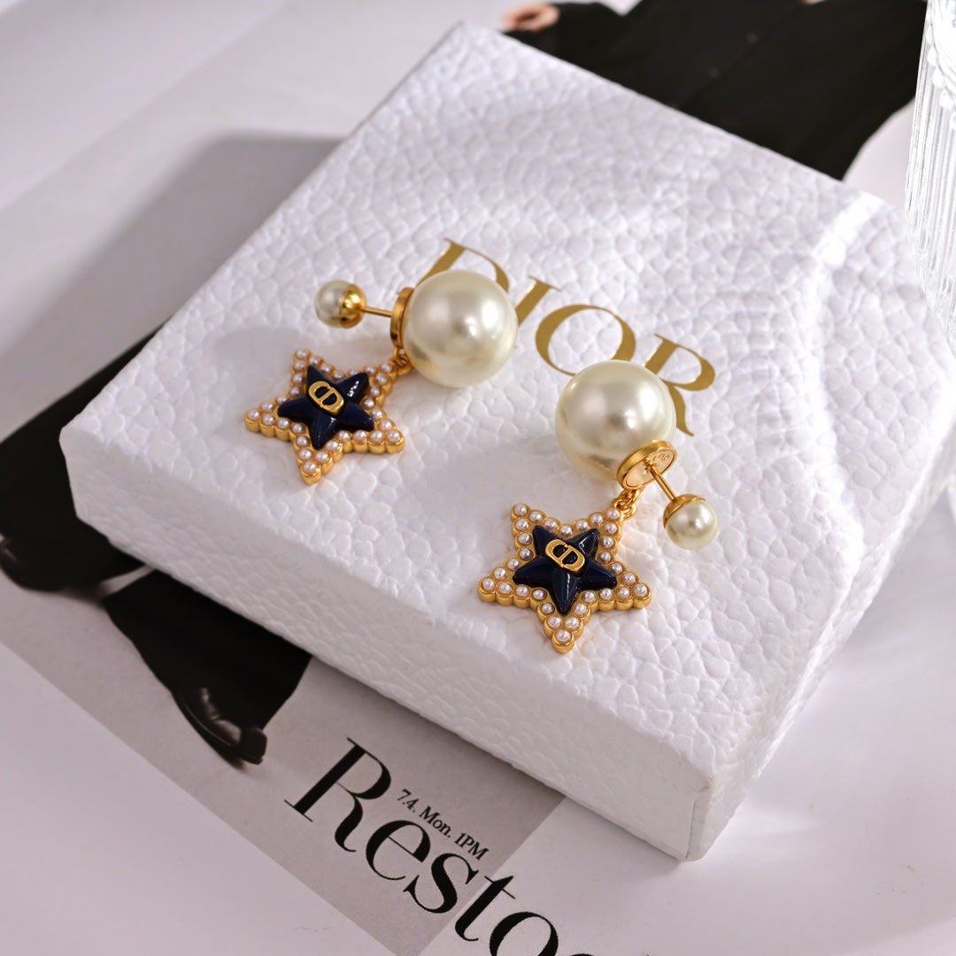 Five pointed star yellow gold earrings EHA768