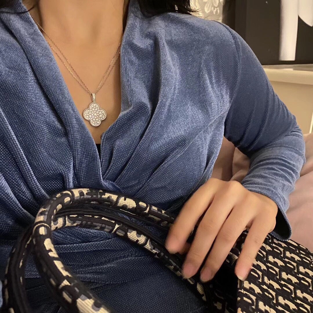 vca large flower full diamond necklace xla453