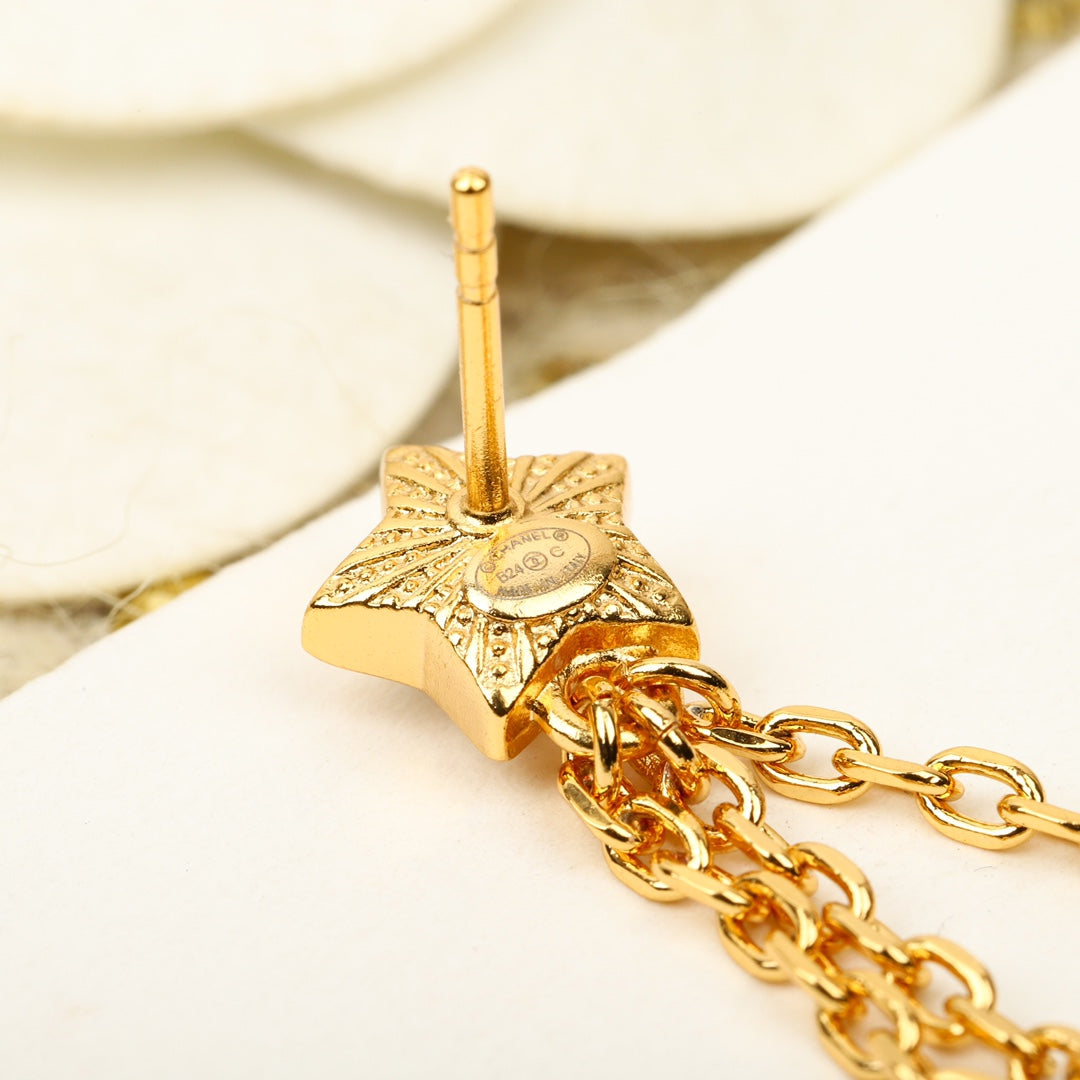 24c pentagram yellow gold earrings eha773