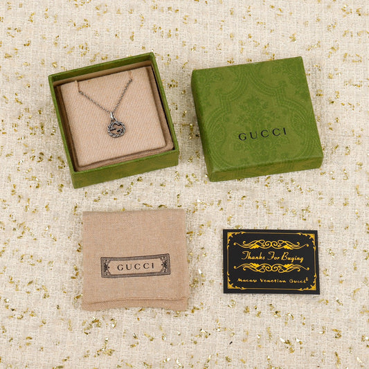 interlocking double g pendant silver necklace xla452