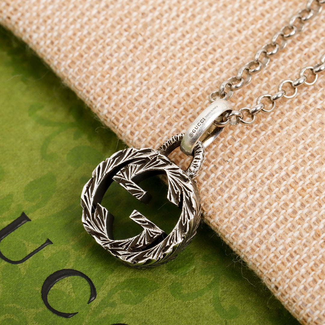 Interlocking Double G Pendant Silver Necklace XLA452