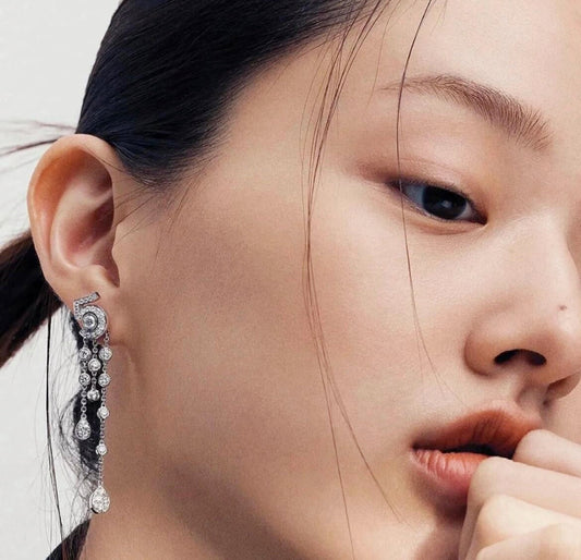 yellow gold 5 character tassel earrings eha767