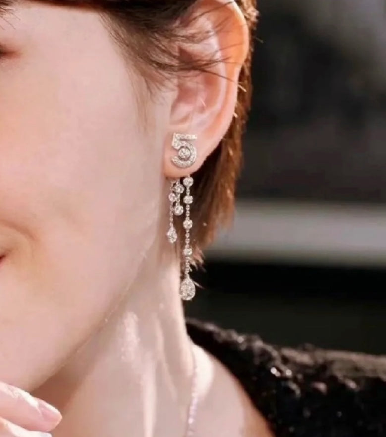 yellow gold 5 character tassel earrings eha767