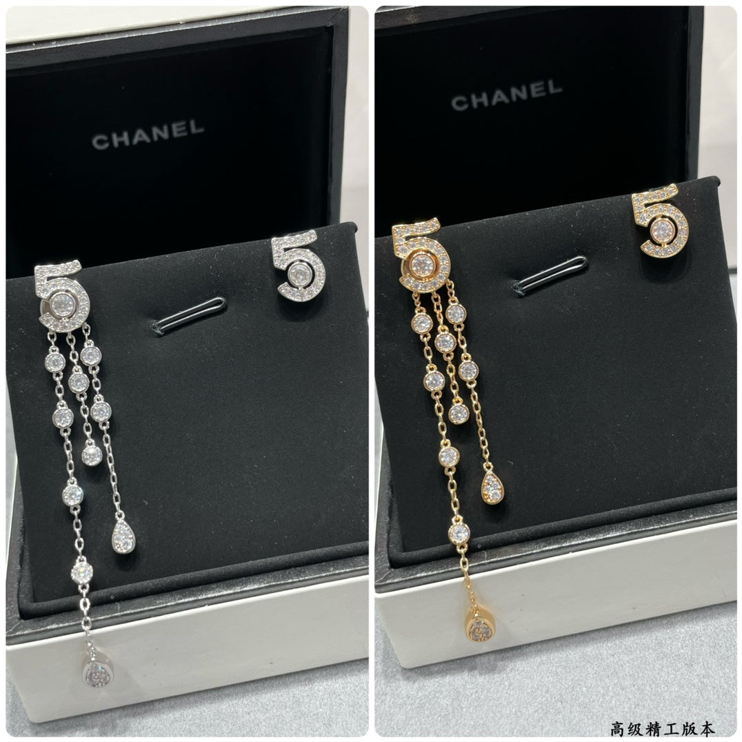 yellow gold 5 character tassel earrings eha767