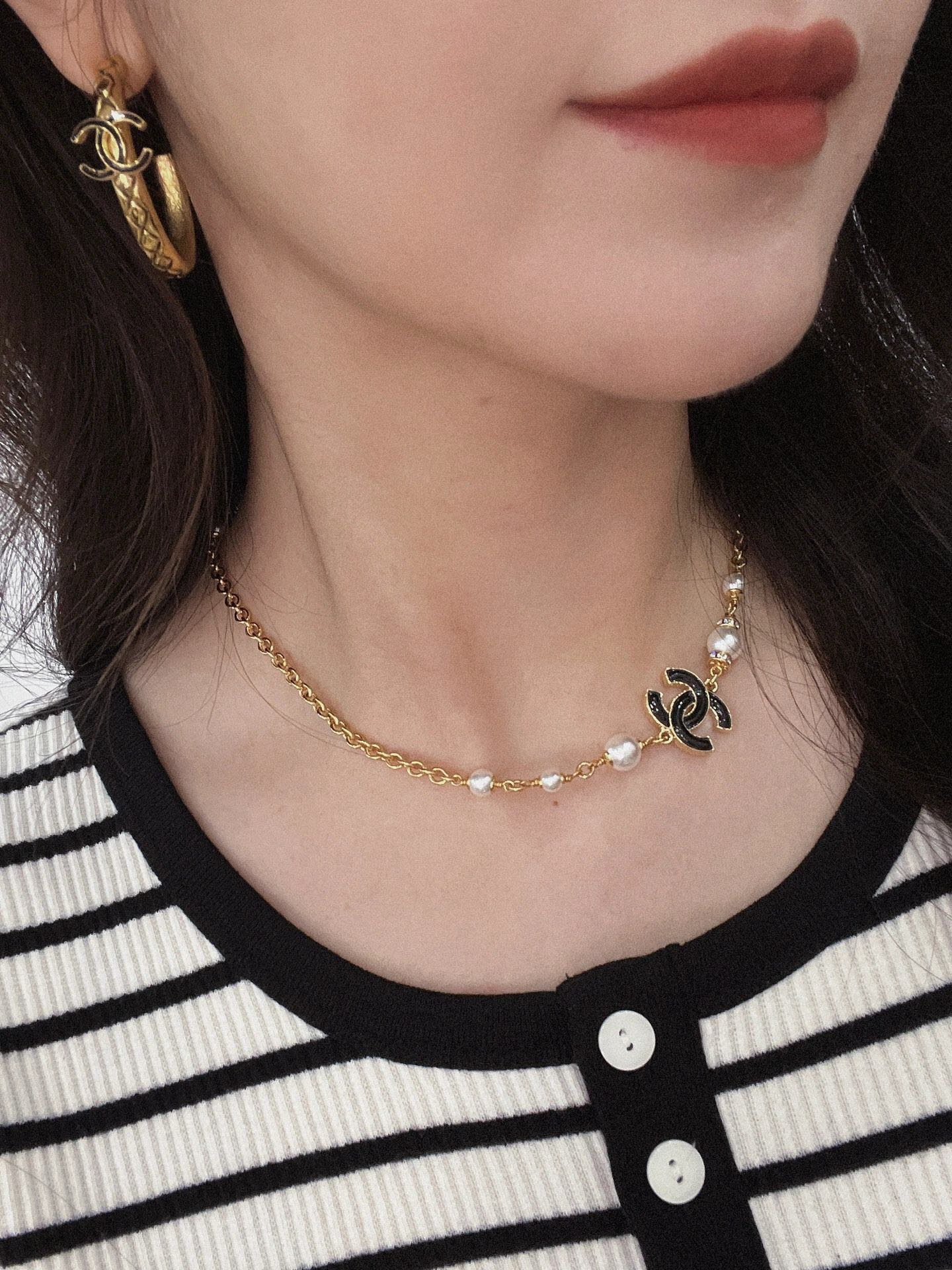 K Black Gold Choker Yellow Gold Necklace XLA463