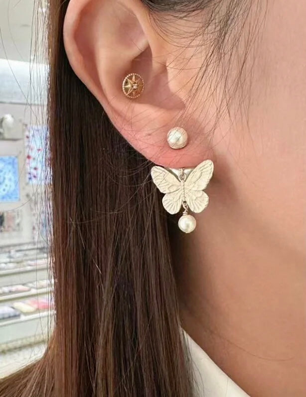 24 Early Spring Butterfly Series Pearl Earrings EHA791