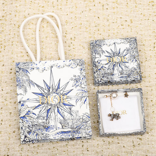 asymmetric full diamond flower tiger earrings eha748