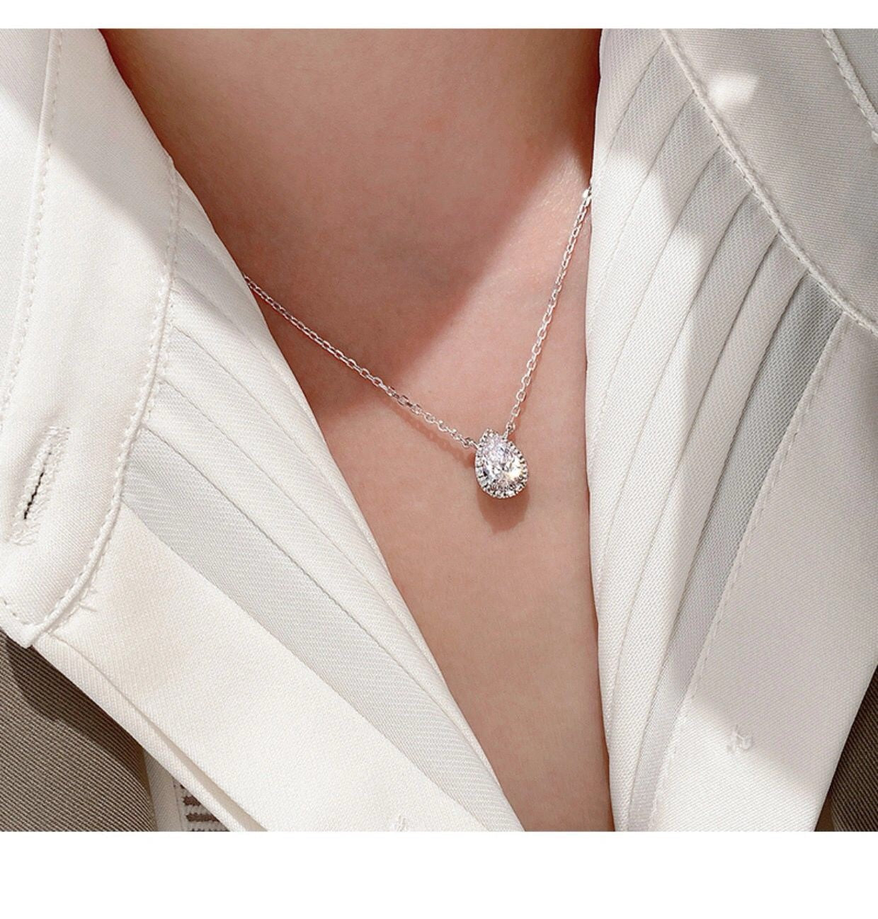 Silver Water Drop Necklace XLA462