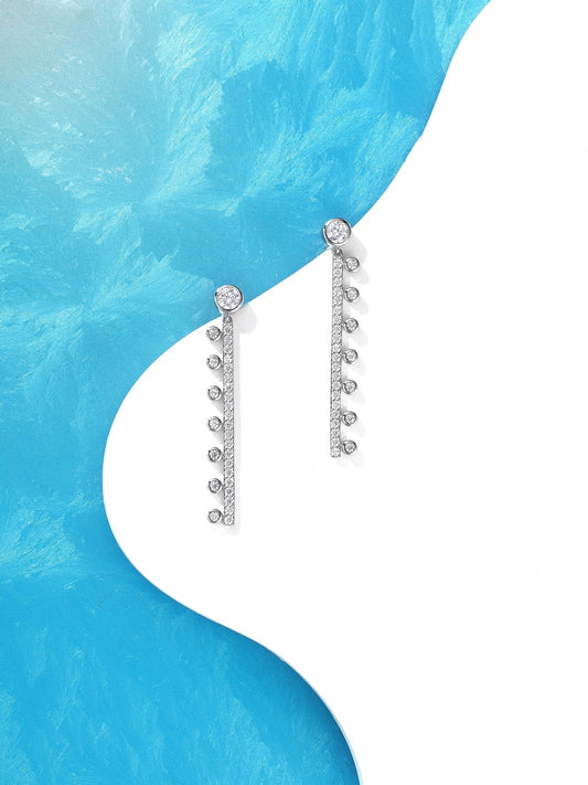 diamond dewdrop silver earrings eha761