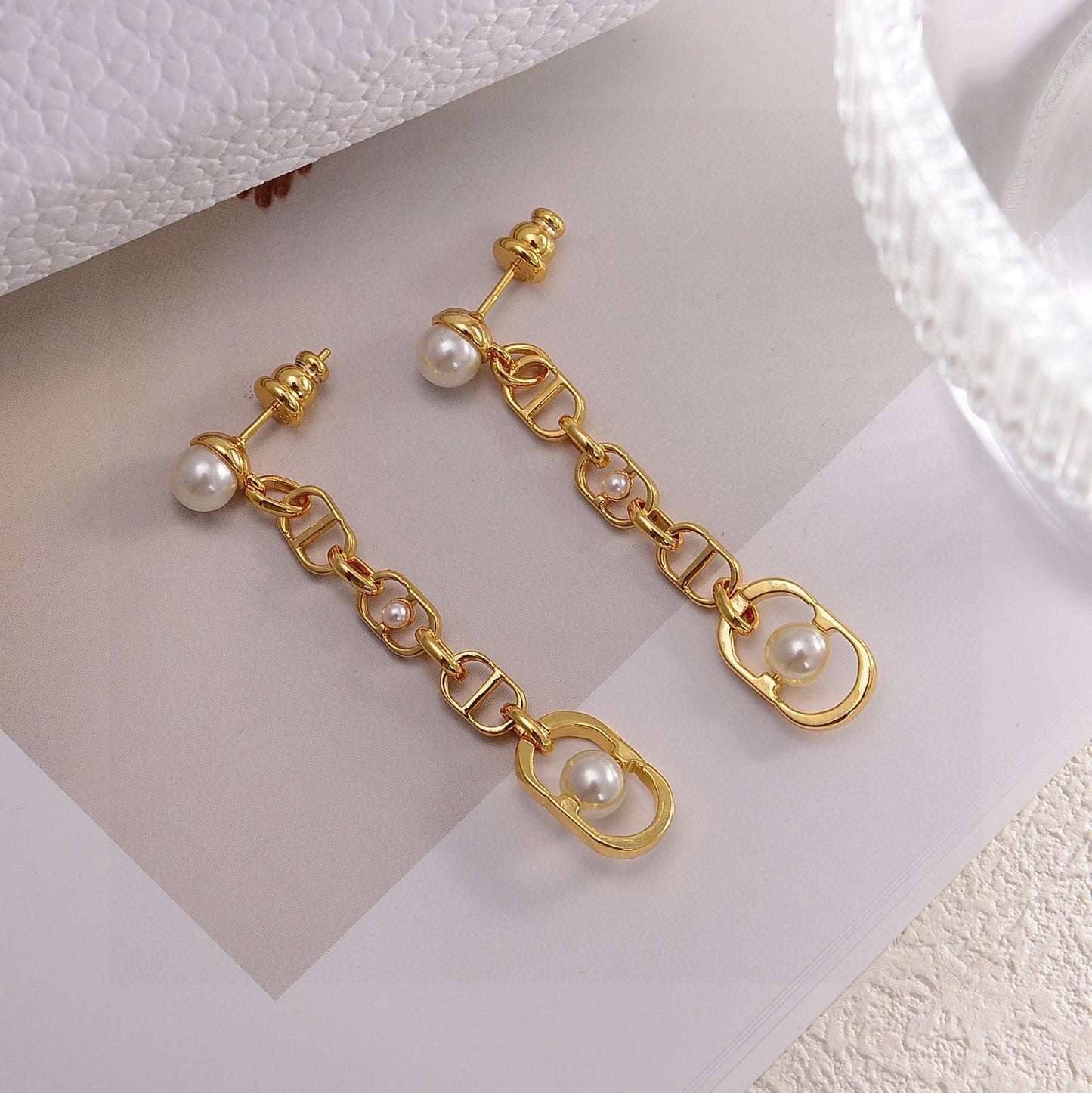 DO Yellow Gold Long Earrings EHA782