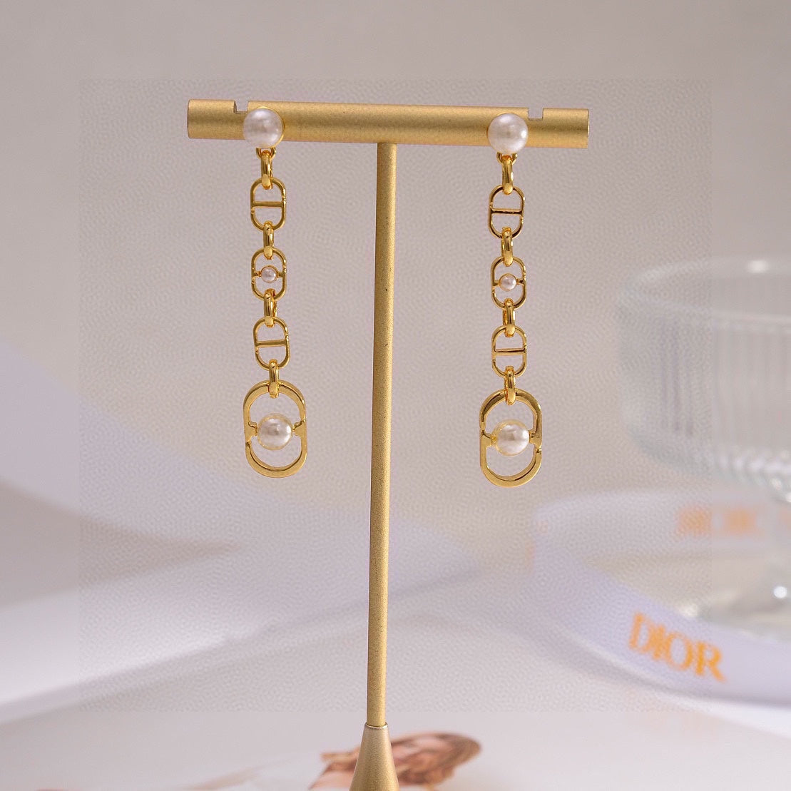 DO Yellow Gold Long Earrings EHA782