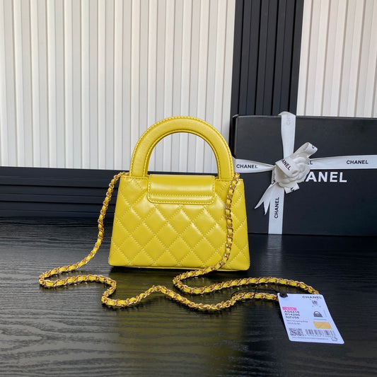 cha 19cm yellow handheld shoulder bag as4416