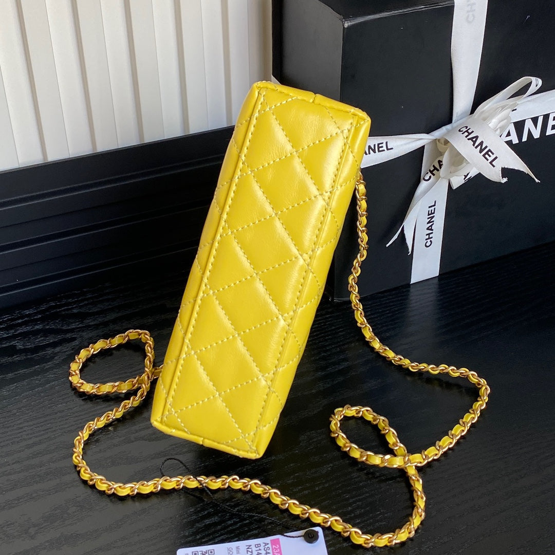 CHA 19CM Yellow Handheld Shoulder Bag AS4416