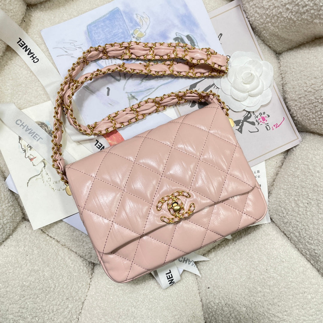 13.5CM pink 23K cowhide crossbody shoulder bag 4423