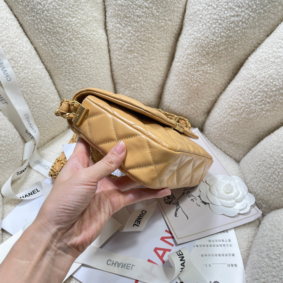 13 5cm khaki 23k cowhide crossbody shoulder bag 4423