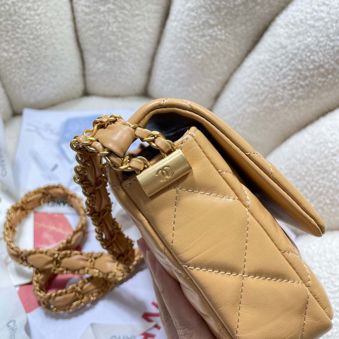 13 5cm khaki 23k cowhide crossbody shoulder bag 4423