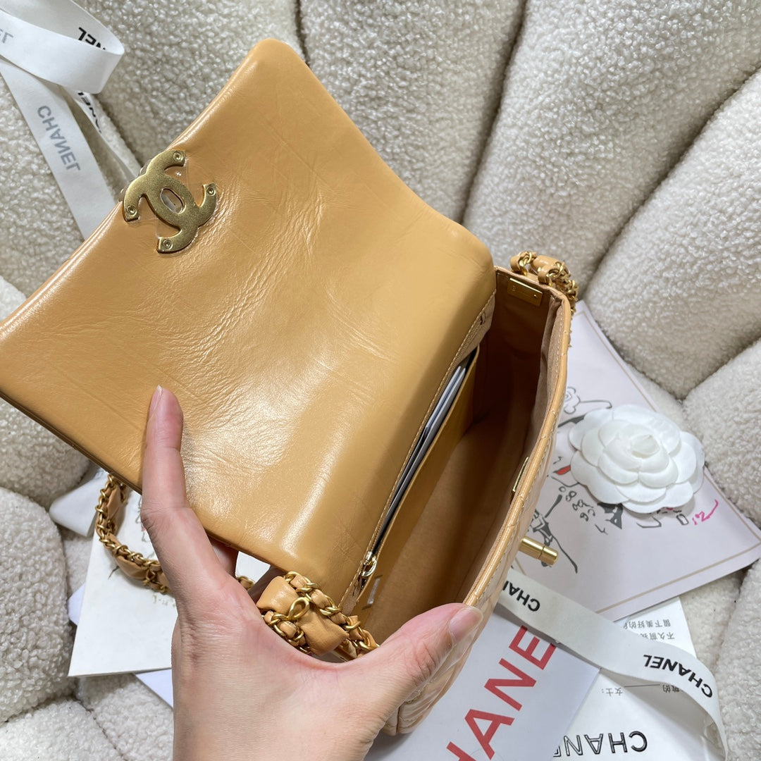 13 5cm khaki 23k cowhide crossbody shoulder bag 4423