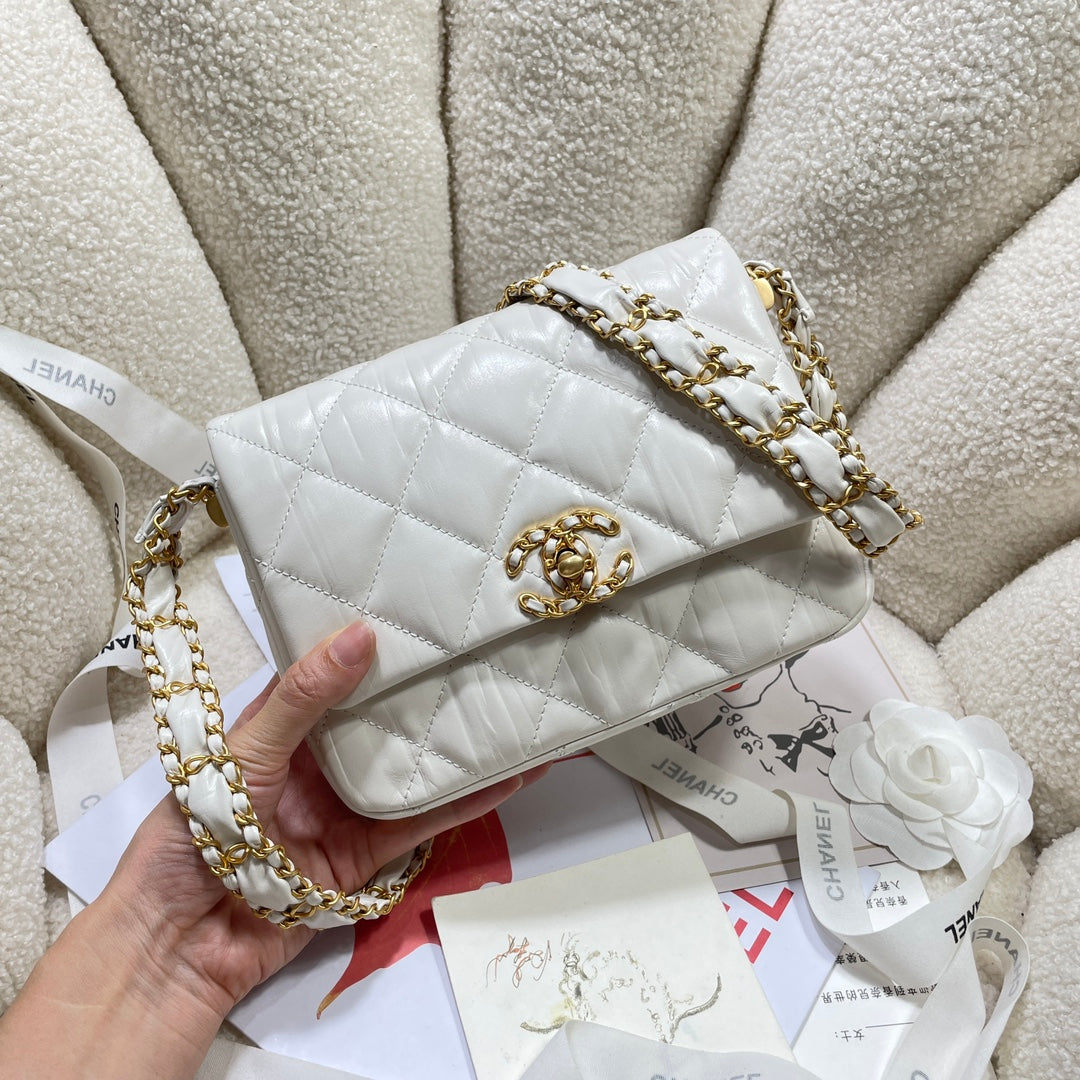 13.5CM white 23K cowhide crossbody shoulder bag 4423