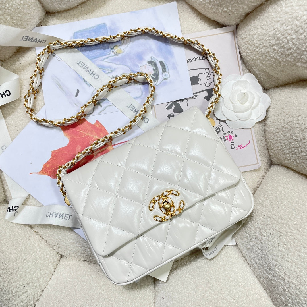 13.5CM white 23K cowhide crossbody shoulder bag 4423