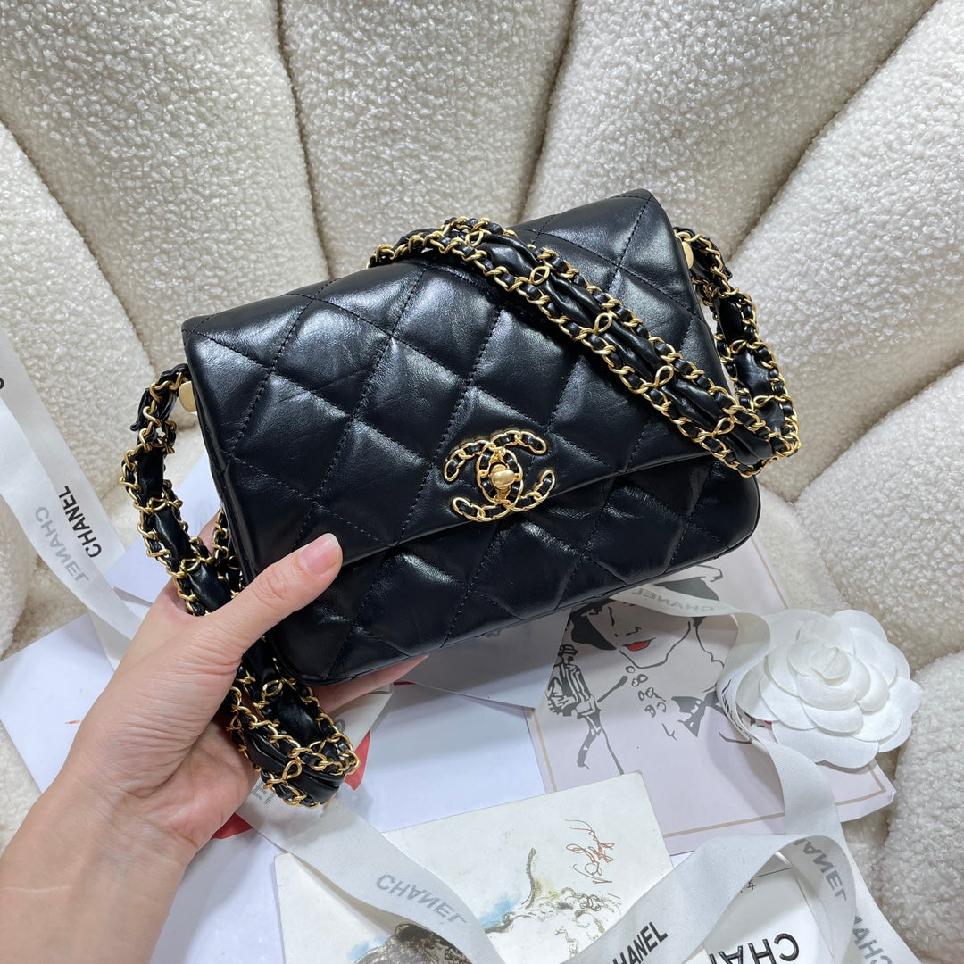 CHA 13.5CM black 23K cowhide  shoulder bag 4423