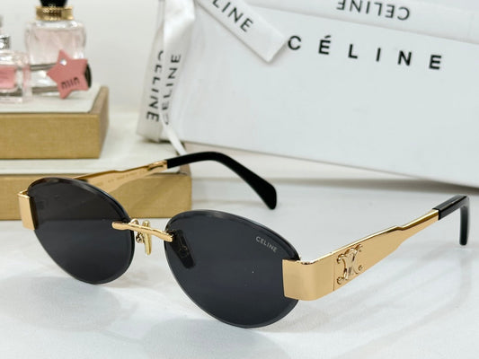 cat eye sunglasses metal small face oval frame brown sunglasses yjb129