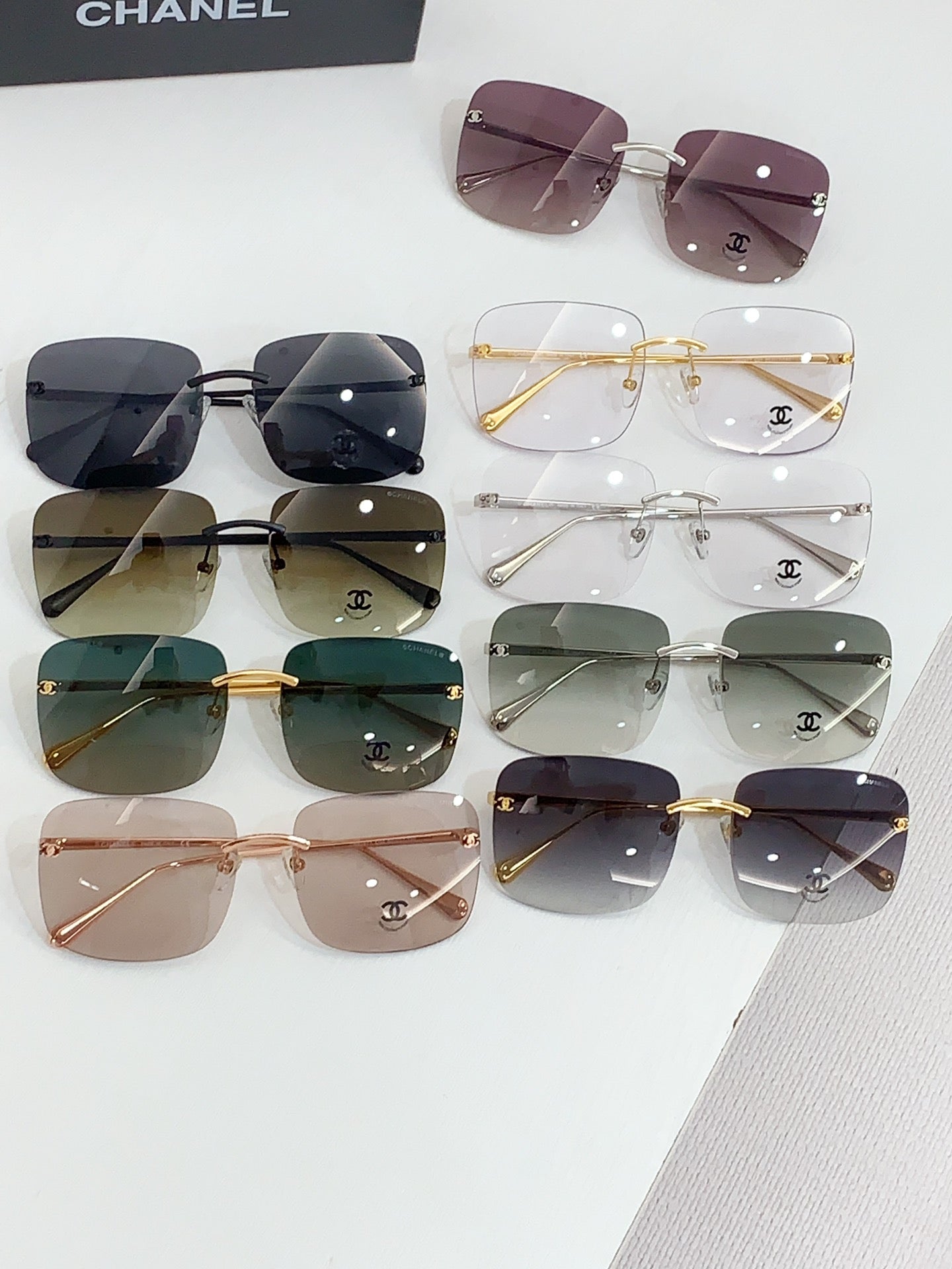 Sunglasses for women, large frame slimming, square frameless sunglasses YJB141