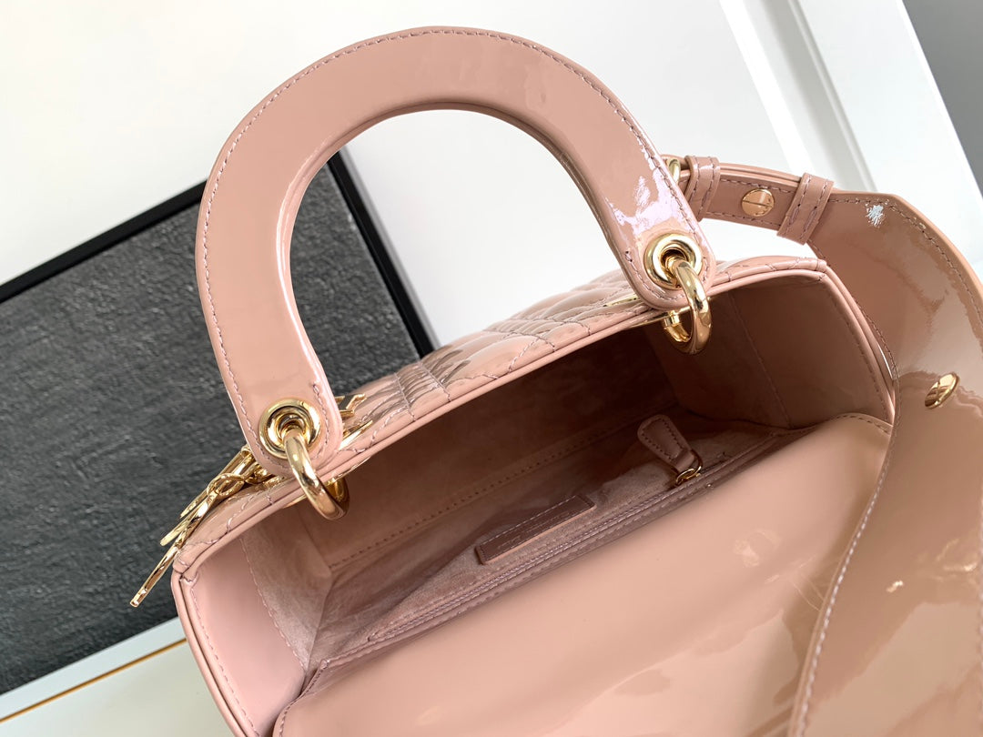 Small Lady Dior My ABCDior Bag Nude Pink Patent Leather M66B