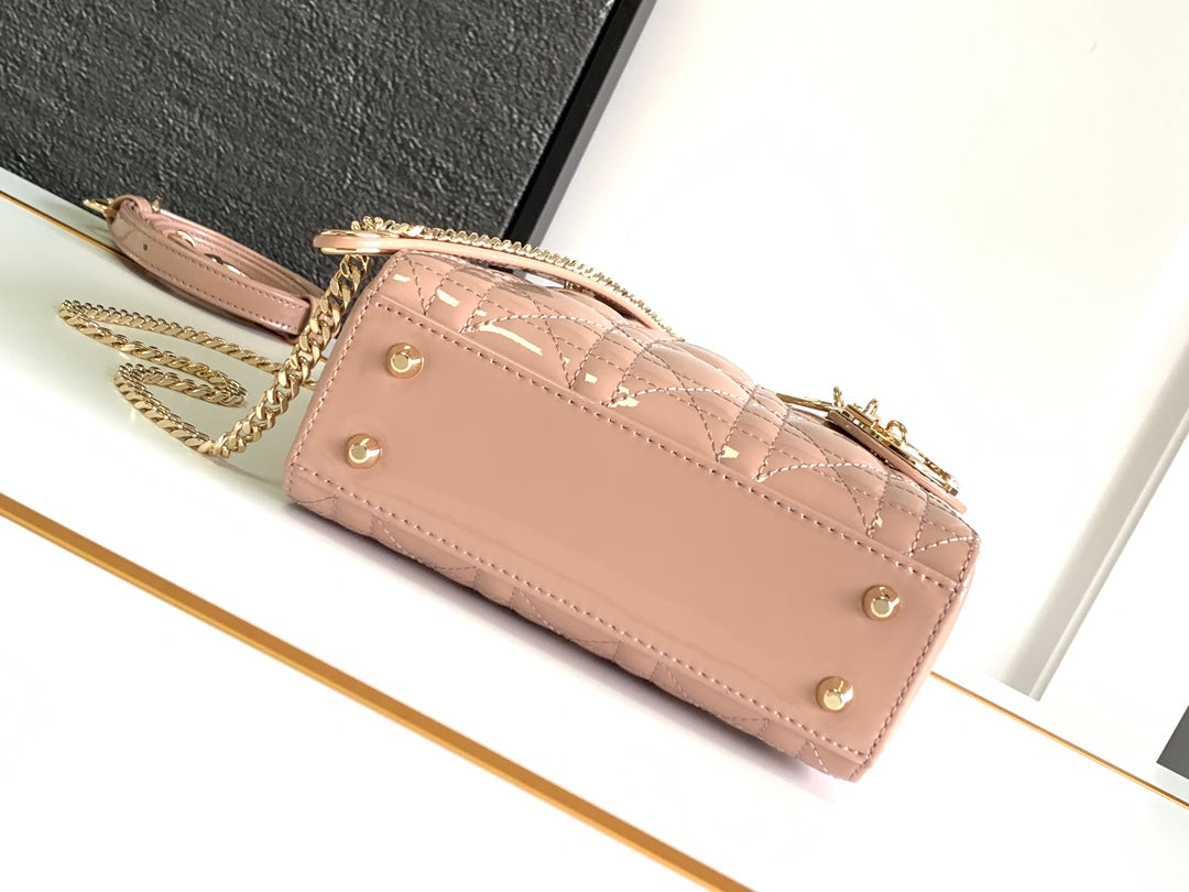 Mini Lady Dior My ABCDior Bag Nude Pink Patent Leather M66B