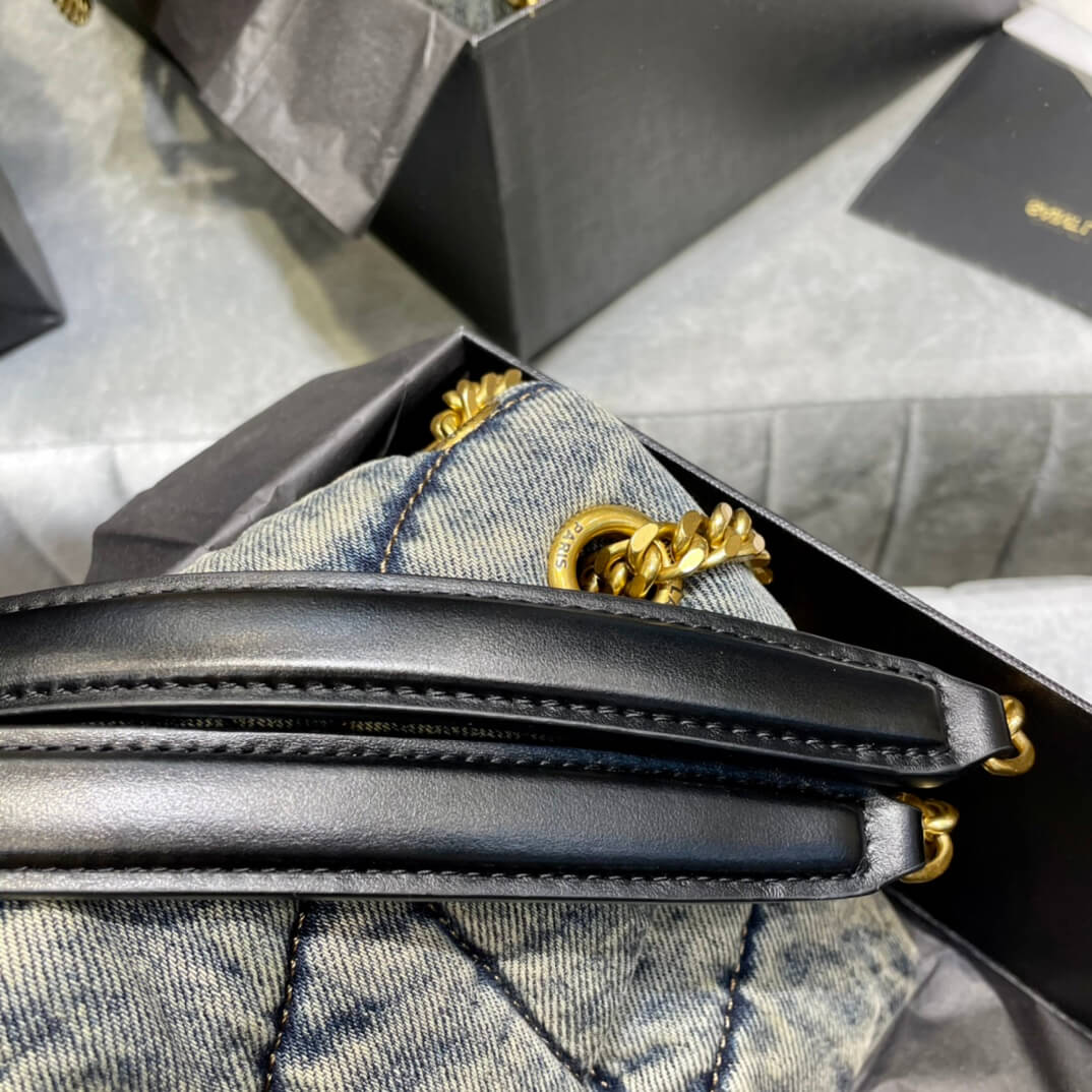 y sl 577476 loulou puffer 29cm denim bag grey