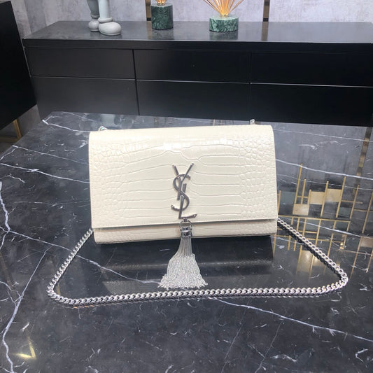ys l 354119 kate shoulder bag white silver hardware