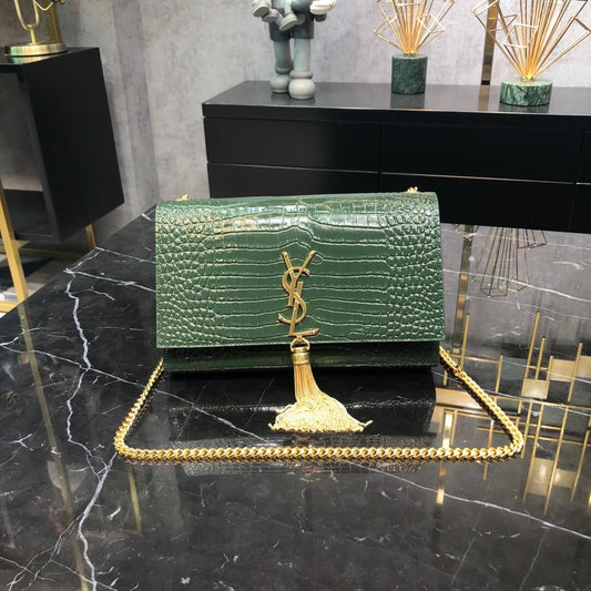 ys l 354119 monogram saint laurent green silver hardware