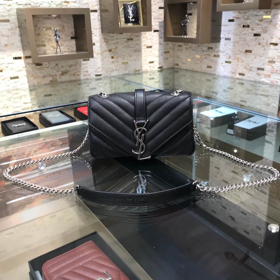 ys l 392736 shoulder bag 19cm black lambskin small size
