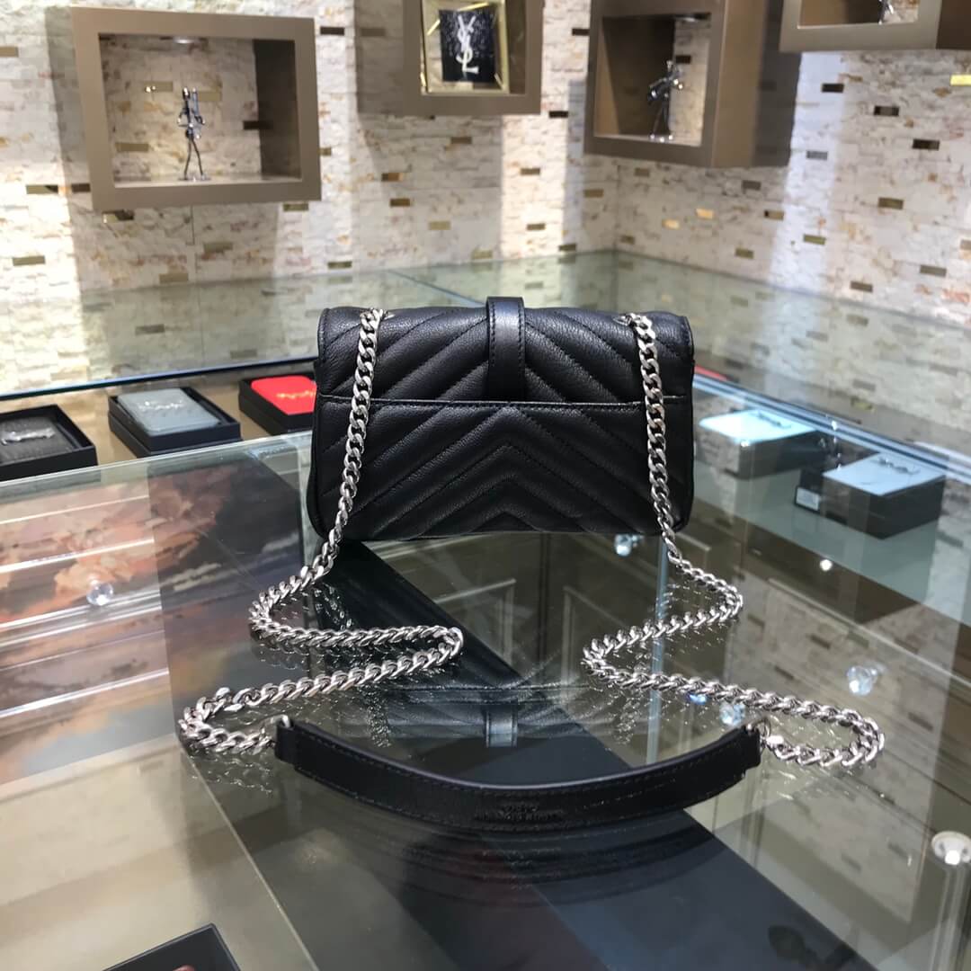 ys l 392736 shoulder bag 19cm black lambskin small size