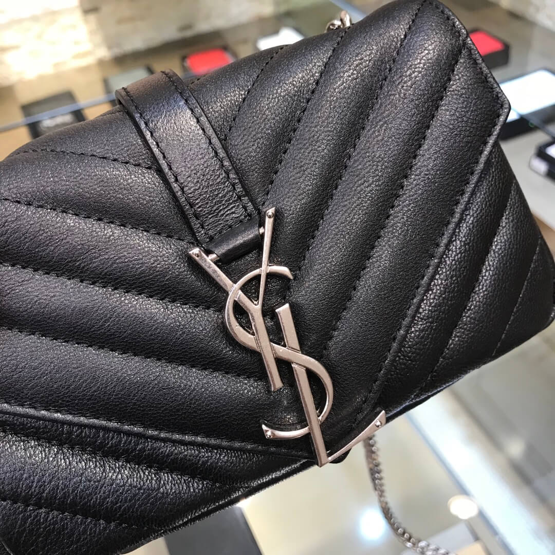 ys l 392736 shoulder bag 19cm black lambskin small size