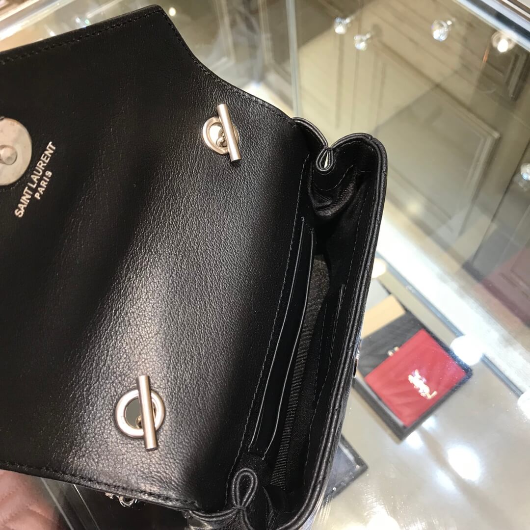ys l 392736 shoulder bag 19cm black lambskin small size