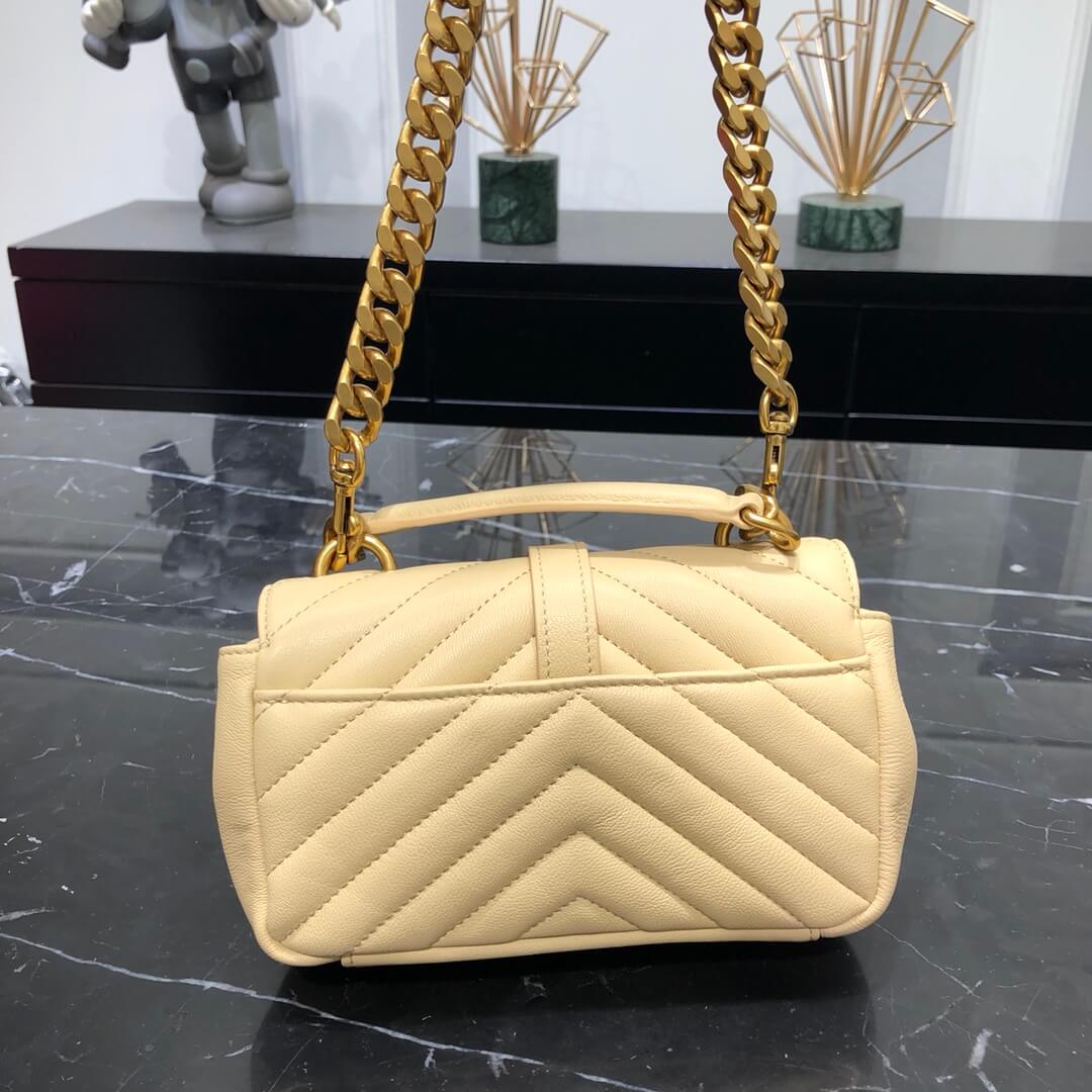 ys l 392736 small size shoulder bag gold hardware 19cm apricot lambskin