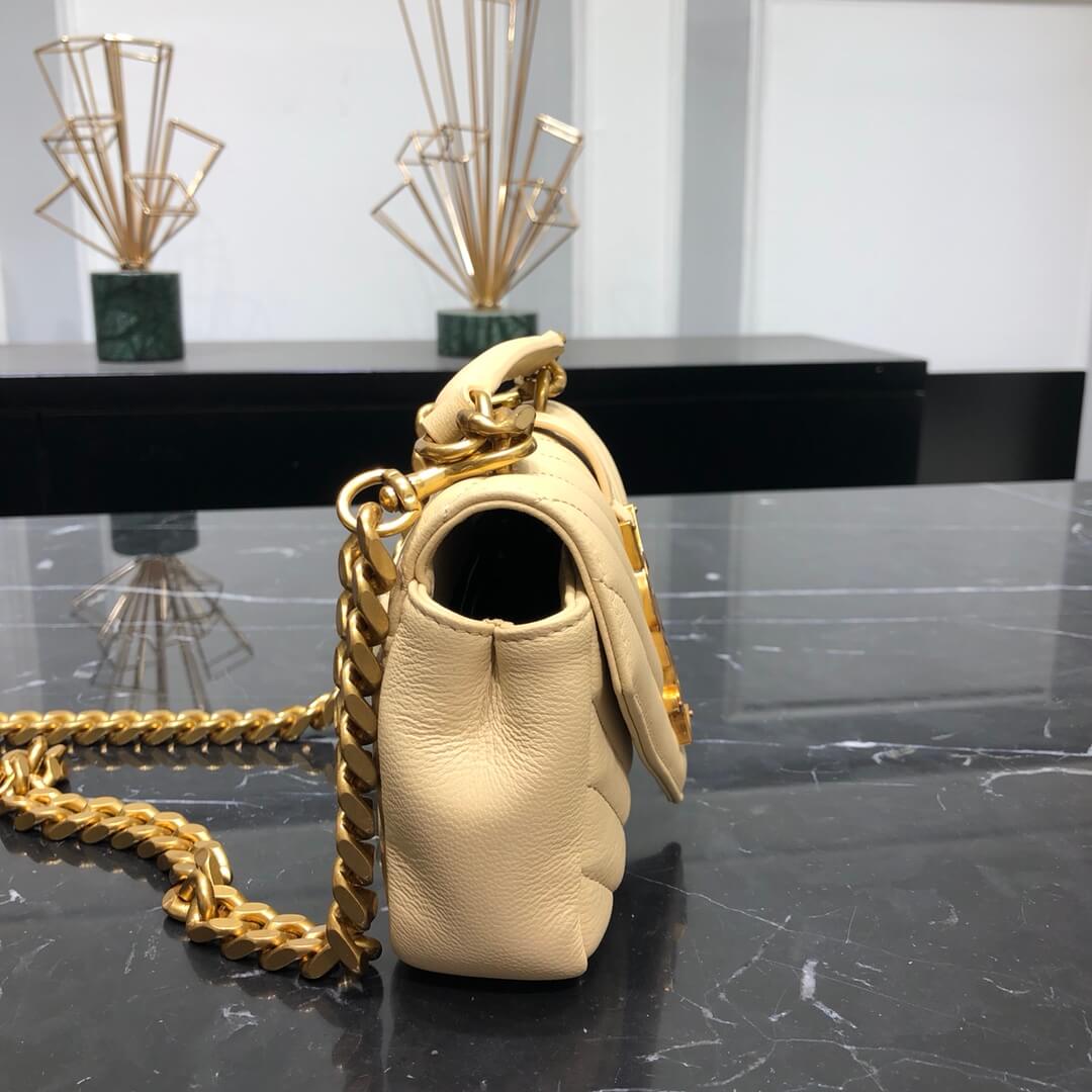 ys l 392736 small size shoulder bag gold hardware 19cm apricot lambskin