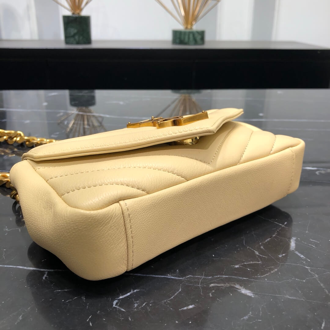 ys l 392736 small size shoulder bag gold hardware 19cm apricot lambskin