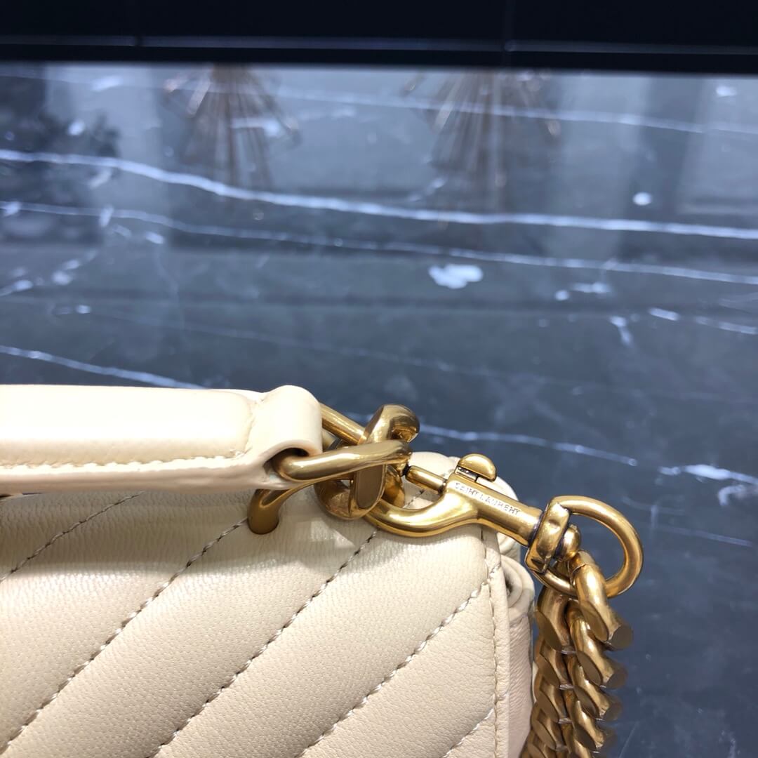 ys l 392736 small size shoulder bag gold hardware 19cm apricot lambskin